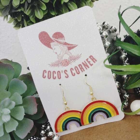 Fun colorful rainbow lgbtq pride dangle earrings - Picture 4 of 8
